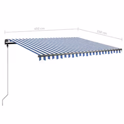 vidaXL Manual Retractable Awning with LED 450x350 cm Blue and White Balcony