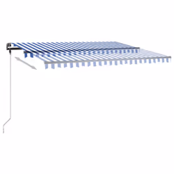 vidaXL Manual Retractable Awning with LED 450x350 cm Blue and White Balcony