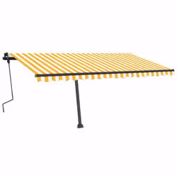 vidaXL Manual Retractable Awning with LED 450x350 cm Yellow and White Balcony