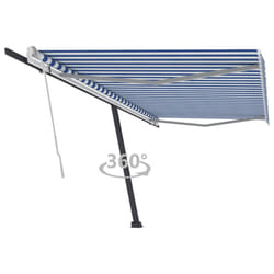 vidaXL Freestanding Manual Retractable Awning 500x350 cm Blue/White Outdoor