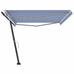 vidaXL Freestanding Manual Retractable Awning 500x350 cm Blue/White Outdoor