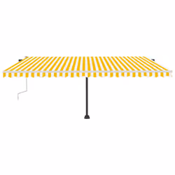 vidaXL Freestanding Manual Retractable Awning 500x350 cm Yellow/White Outdoor