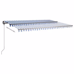 vidaXL Manual Retractable Awning with LED 500x350 cm Blue and White Balcony