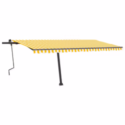 vidaXL Manual Retractable Awning with LED 500x350 cm Yellow and White Balcony