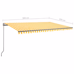 vidaXL Manual Retractable Awning with LED 500x350 cm Yellow and White Balcony