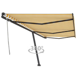 vidaXL Freestanding Manual Retractable Awning 600x350 cm Yellow/White Outdoor