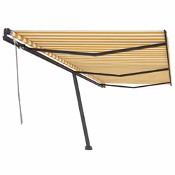 vidaXL Freestanding Manual Retractable Awning 600x350 cm Yellow/White Outdoor