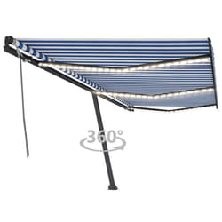 vidaXL Manual Retractable Awning with LED 600x350 cm Blue and White Balcony
