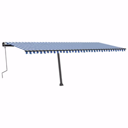 vidaXL Manual Retractable Awning with LED 600x350 cm Blue and White Balcony