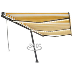 vidaXL Manual Retractable Awning with LED 600x350 cm Yellow and White Balcony