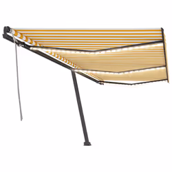 vidaXL Manual Retractable Awning with LED 600x350 cm Yellow and White Balcony