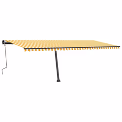 vidaXL Manual Retractable Awning with LED 600x350 cm Yellow and White Balcony