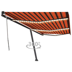 vidaXL Manual Retractable Awning Canopy Outdoor Awning Folding Arm with LED - 600 x 350 cm