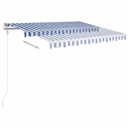 vidaXL Manual Retractable Awning with LED 3x2.5 m Blue and White Outdoor Patio