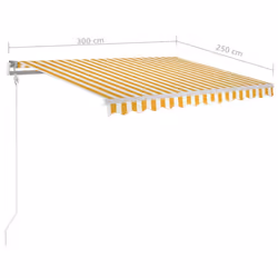 vidaXL Manual Retractable Awning with LED 3x2.5 m Yellow and White Outdoor