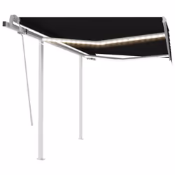 vidaXL Manual Retractable Awning with LED 3x2.5 m Anthracite Outdoor Garden