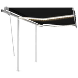 vidaXL Manual Retractable Awning with LED 3x2.5 m Anthracite Outdoor Garden