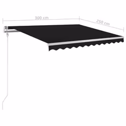 vidaXL Manual Retractable Awning with LED 3x2.5 m Anthracite Outdoor Garden