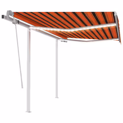 vidaXL Manual Retractable Awning with LED 3x2.5 m Orange and Brown Outdoor
