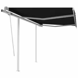 vidaXL Manual Retractable Awning with Posts 3.5x2.5 m Anthracite Outdoor Patio