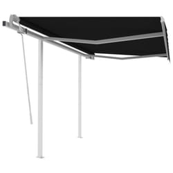 vidaXL Manual Retractable Awning with Posts 3.5x2.5 m Anthracite Outdoor Patio