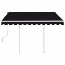 vidaXL Manual Retractable Awning with Posts 3.5x2.5 m Anthracite Outdoor Patio