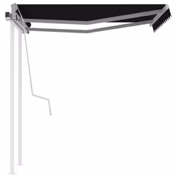 vidaXL Manual Retractable Awning with Posts 3.5x2.5 m Anthracite Outdoor Patio
