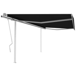 vidaXL Manual Retractable Awning with Posts 4x3 m Anthracite Outdoor Garden