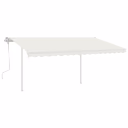 vidaXL Manual Retractable Awning with LED 4x3 m Cream Outdoor Garden Patio
