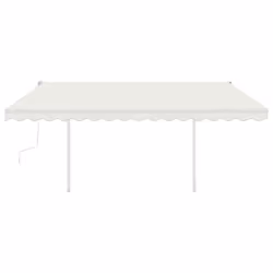 vidaXL Manual Retractable Awning with LED 4x3 m Cream Outdoor Garden Patio
