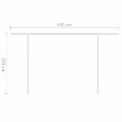 vidaXL Manual Retractable Awning with LED 4x3 m Yellow and White Outdoor PATIO