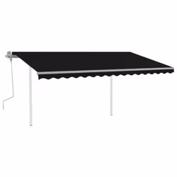vidaXL Manual Retractable Awning with LED 4x3 m Anthracite Outdoor Garden