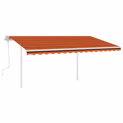 vidaXL Manual Retractable Awning with LED 4x3 m Orange and Brown Outdoor Patio