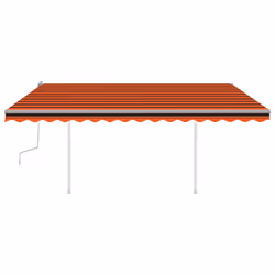 Manual Retractable Awning with Posts 4.5x3 m Orange and Brown