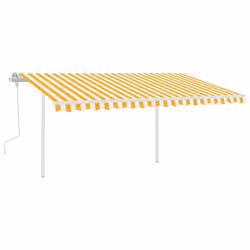 vidaXL Manual Retractable Awning with LED 4.5x3 m Yellow and White Outdoor
