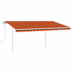 vidaXL Manual Retractable Awning with LED 4.5x3 m Orange and Brown Outdoor