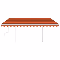 vidaXL Manual Retractable Awning with LED 4.5x3 m Orange and Brown Outdoor
