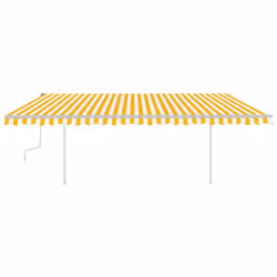 Manual Retractable Awning with Posts 5x3 m Yellow and White