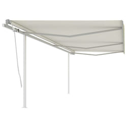 vidaXL Manual Retractable Awning with Posts 6x3 m Cream Outdoor Garden Patio