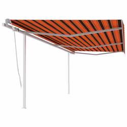 vidaXL Manual Retractable Awning with Posts 6x3 m Orange and Brown Outdoor