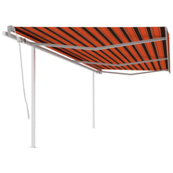 vidaXL Manual Retractable Awning with Posts 6x3 m Orange and Brown Outdoor