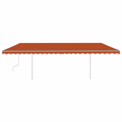 vidaXL Manual Retractable Awning with Posts 6x3 m Orange and Brown Outdoor