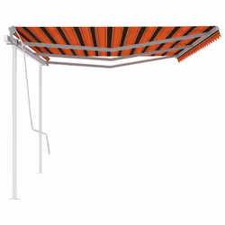 vidaXL Manual Retractable Awning with Posts 6x3 m Orange and Brown Outdoor