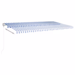 vidaXL Manual Retractable Awning with LED 6x3 m Blue and White Outdoor Garden