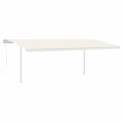 vidaXL Manual Retractable Awning with LED 6x3 m Cream Outdoor Garden Patio