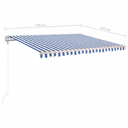 vidaXL Manual Retractable Awning with LED 4x3.5 m Blue and White Outdoor Patio