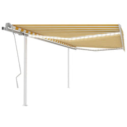 vidaXL Manual Retractable Awning with LED 4x3.5 m Yellow and White Outdoor