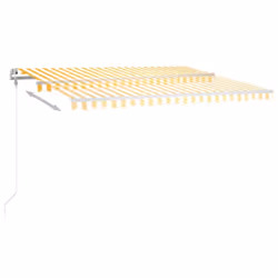 vidaXL Manual Retractable Awning with LED 4x3.5 m Yellow and White Outdoor