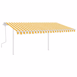 vidaXL Manual Retractable Awning with LED 4x3.5 m Yellow and White Outdoor