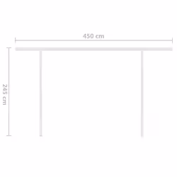 vidaXL Manual Retractable Awning with LED 4.5x3.5 m Blue and White Outdoor
